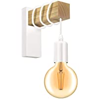 BarcelonaLED Aplique Pared Lámpara Colgante de Madera Natural con Portalámparas E27 Estilo Vintage Retro Nórdico para…